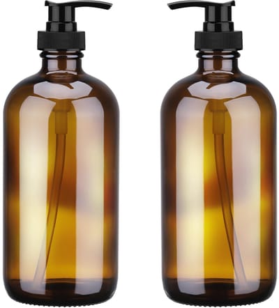 Dailygoods- Zeepdispenser 500 ml - Bruine Glazen Zeepdispenser - Drukpomp - Duurzaam - Herbruikbaar - Voorkomt Vloeistofverlies - Dispenser