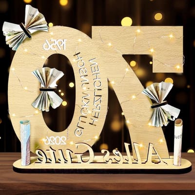 Persoonlijk gastenboek voor 70e verjaardag, houten bord voor geldcadeaus, uniek cadeau voor mannen en vrouwen op verjaardagen en huwelijksdagen