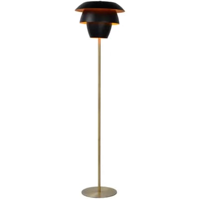 Lucide Vloerlamp Jericho - Zwart Messing - Diam. 38cm - E27 Fitting