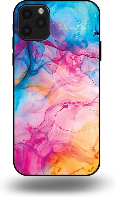 Smartphonica Telefoonhoesje Geschikt voor iPhone 11 Pro Max met Regenboog Acryl Marmer Opdruk - TPU Backcover Case Rainbow Acrylic Marble Design geschikt voor iPhone 11 Pro Max