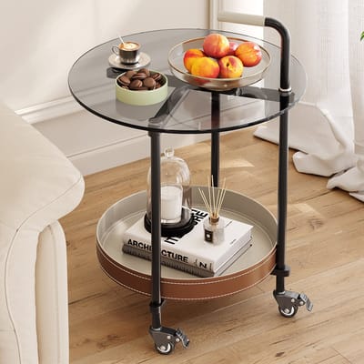 Guyii Meubels Bijzettafels 50*51.2cm,Modern Bank Bijzettafels,Multifunctionele Bijzettafel met Wielen voor Woonkamer,Keuken,slaapkamer,hoeken en kantoor