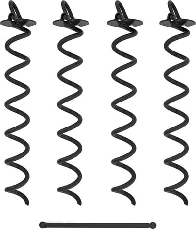 Set van 4 Sterke Spiraalvormige Grondankers - 16 Inch Tentstaken voor Zware Bevestiging