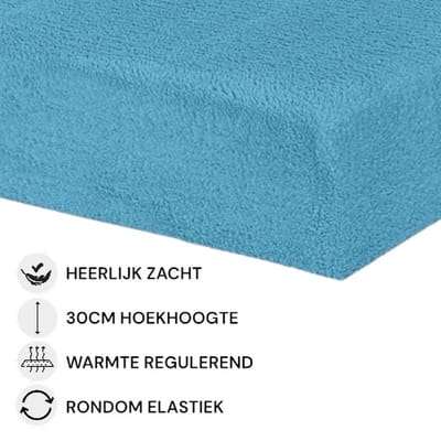 Husch - Teddy Fleece Hoeslaken - 160x200 - Petrol