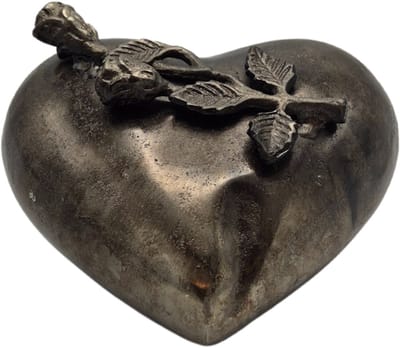 Urnenspecialist® - Urn hart met roos - Urn Hart - As verwerking - 1600ML - Night Black - Grijs - Antraciet