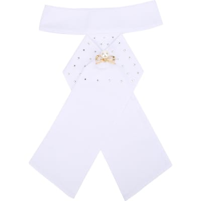 Cravate de stock d'équitation Équestre Pré-nouée Broche Coton Adulte Cravate Col Équipement white