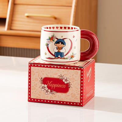 Leuke Mokstel Waterbeker Creatieve Keramische Beker Meisjes Thuis Kantoor Koffie Bruiloft Sokken Cadeau 301-400ml