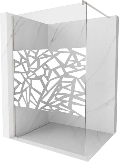 Mexen Kioto douchewand Walk-in 70 x 200 , wit patroon 8 mm, geborsteld nikkel - 800-070-101-97-85