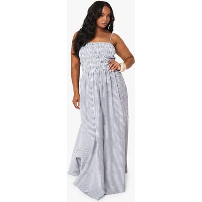 boohoo Dames PLUS STREEP GERAFFELDE bandjes maxi jurk | Zwart | Maat: 54