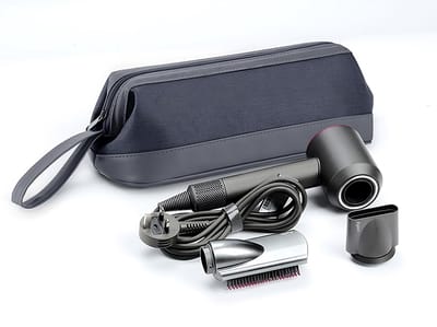 Rainbecom - Opbergtas voor Dyson Airwrap Haarstyler - 39x17x12.5 cm - Reisetui Supersonic - PU Leer & Fluweel - Waterdicht - Krasbestendig - Reistas voor Haarstylingtools – Donkergrijs - Föhn, Haardroger, Föhnborstel, Krultang & Stijltang