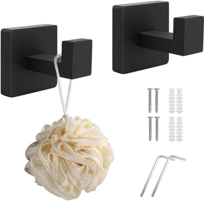 Dailygoods- Kledinghaken zwart mat - Roestvrij staal - Handdoekhaak - Wandhaak - Hoog draagvermogen - Eenvoudige installatie