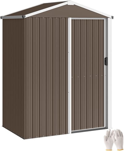 Outsunny Tuinopbergschuur-Verzinkt staal-136L x 87B x 179H cm-Bruin