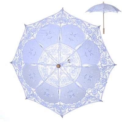 Bruiloft Kanten Paraplu Elegante Stijl Bruids Parasol Romantische Paraplu voor Bruiloft Decoratie Foto Requisieten Wit Klein White ‑ Small white
