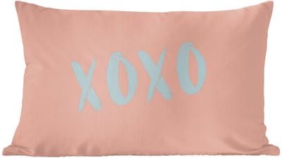 Sierkussens - Kussentjes Woonkamer - 60x40 cm - XOXO - Blauw - Perzikkleur