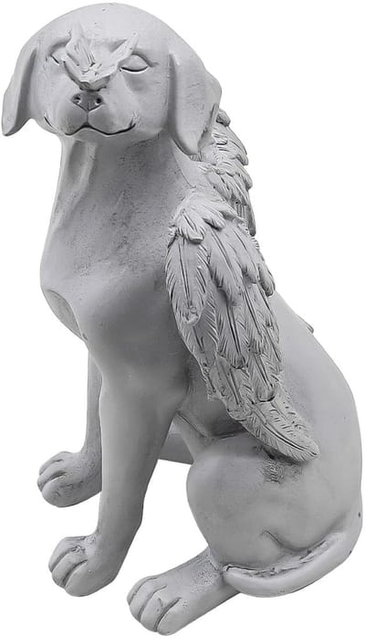 Dailygoods- Hond Standbeeld Engelenhond - Gedenkteken Huisdieren - Tuin Ornament - Rouw Geschenken - Hars - 12x11x21cm