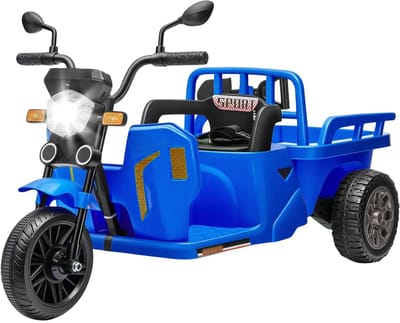 Danky Motor - Elektrische Kindermotor 12V - Donkerblauw - Aanhanger & Schep - Bluetooth & LED - 3-6j