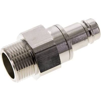 Vernikkeld Messing DN 15 Luchtkoppeling Insteeknippel G 1 inch Buitendraad Double Shut-Off - CLP15-M-BN-SV-P-100
