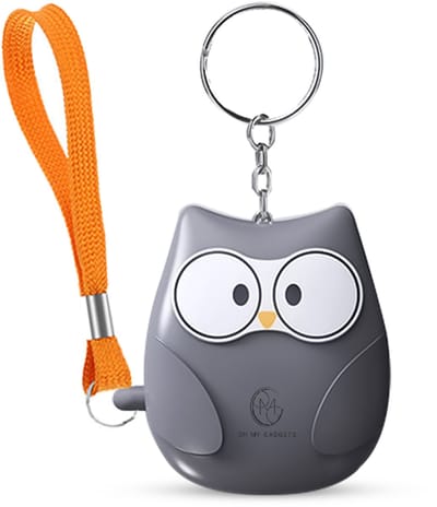 O.M.G Persoonlijk Alarm Uil Grijs - Sleutelhanger Veiligheidsalarm in Uil Vorm - 130 dB met LED Licht - Inclusief Batterijen - Zelfverdedigingsalarm voor Kinderen en Volwassenen