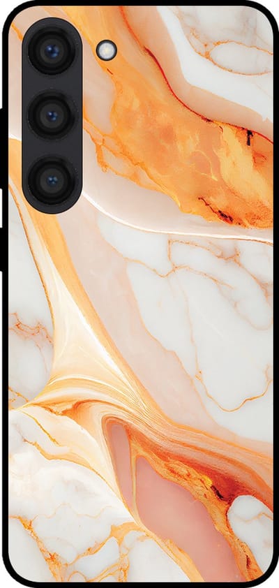 Smartphonica Telefoonhoesje voor Samsung Galaxy S23 met marmer opdruk - TPU backcover case marble design - Oranje geschikt voor Samsung Galaxy S23