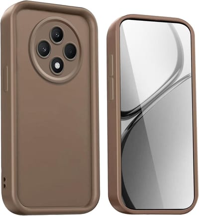 Allecto Plus - Telefoonhoesje voor OPPO Reno12 F en OPPO Reno12 FS - Bruin - Schokbestendig - Verhoogde randen/versterkte hoeken
