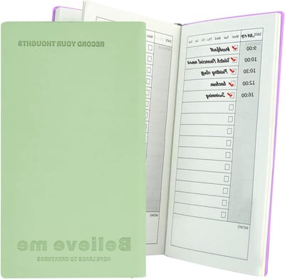 Allecto Plus - Weekplanner 2025 A6 universiteitsplanner met zachte omslag - groen en paars (2 stuks)