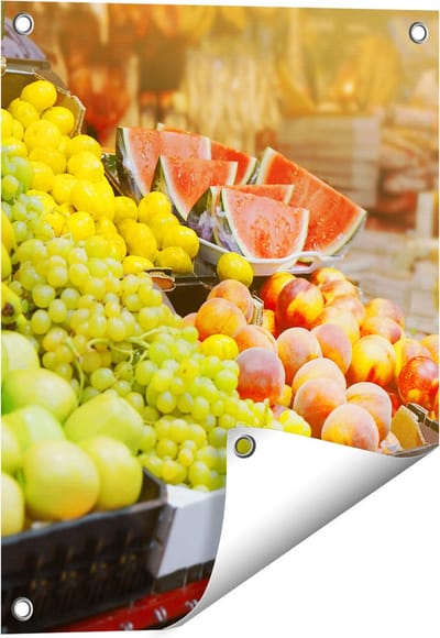 Gards Tuinposter Vers Fruit op de Markt - 40x50 cm - Tuindoek - Tuindecoratie - Wanddecoratie buiten - Tuinschilderij