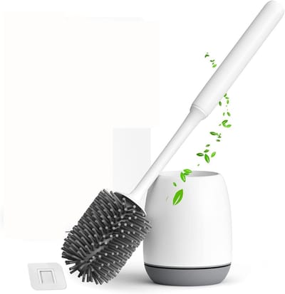 Famanu – Siliconen toiletborstel met sneldrogende houderset, wandmontage en vrijstaand