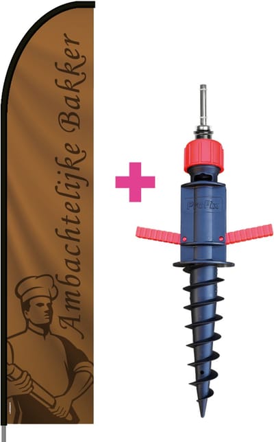 Beachflag - Ambachtelijke Bakker #1 - Vlag + Grondboor + Rotator + Hengelsysteem + Draagtas - Actievlag.nl