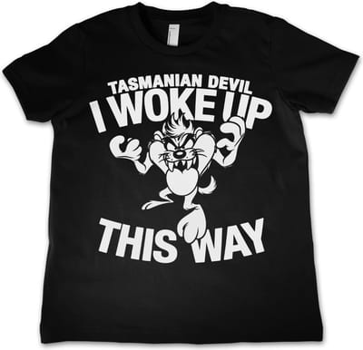 Looney Tunes Tasmanian Devil I Woke Up This Way kinder-T-shirt, zwart