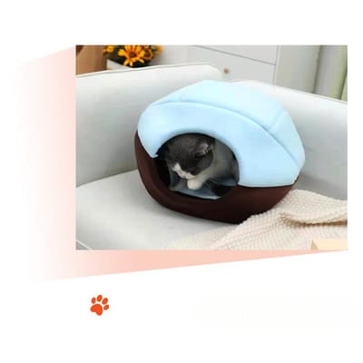 Nid pour chat en yourte pouvant être démonté et lavé Nid pour animal de compagnie d'été Nid pour chien Nid pour chien semi-fermé S35*30cm