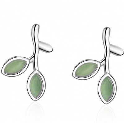 Green Leaf- oorbellen- Zilver-Charme Bijoux