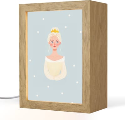 Nachtlampje 15x20 cm - Kinder lampje - Prinses - Kroon - Blauw - Stippen - Tafellamp kinderkamer - Slaapkamer lamp - Bedlamp kinderen - Kinderlampje stopcontact - Wandlamp babykamer - Nachtlampjes
