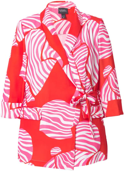 Ulla Popken - Dames - Jersey blazer strikjes sjaalkraag 3/4-mouwen - Paprikarood - Maat 50+
