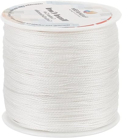 106m Rond Gewaxed Polyester Koord 0.5mm voor Kralen, Macramé en Sieraden Maken - Wit, Perfect voor Kerstdecoraties en Handgemaakte Projecten