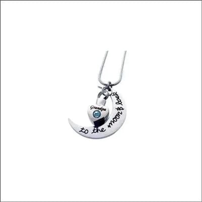 Aramat Jewels | Gedenkhangers | Ashanger Opa Grandpa To The Moon and Back – 3,5x2,8cm RVS Zirkonia | | | |20mm | Staal | Volwassenen | Verkleurd niet