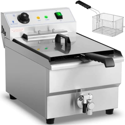 Royal Catering Elektrische friteuse - 16 liter - 6.000 W - 400 V - aftapkraan - koude zone 10011172