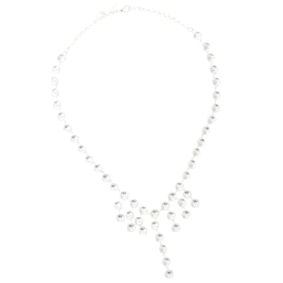 Behave Dames Ketting - Zilverkleur met Stenen en Hanger - 40 cm