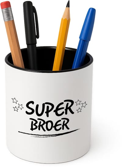 Hacebo® - Super broer Pennenbakje - Broer - je broer - pennenhouder - verjaardagscadeau - cadeau voor broer - gift - kado - Pennenbakje zwart