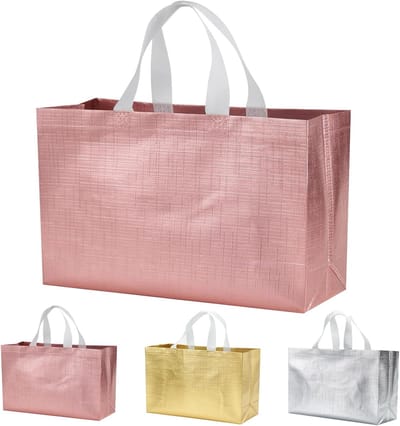 Grote Cadeauzakken - Herbruikbare Geschenk Tassen - Feestelijke Verpakking - Stevige Vliesstof - 15.5x4.7x11 Inch