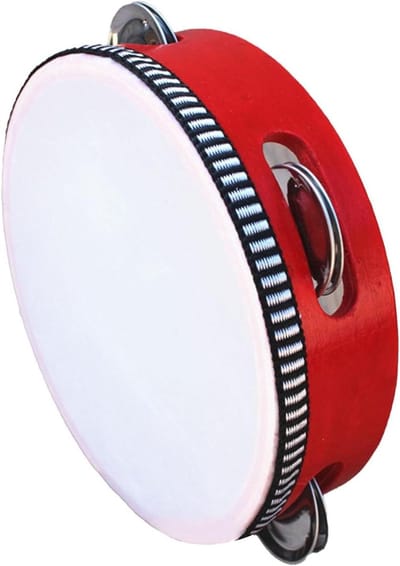 Houten Handtamboerijn - Kleine Belletjes - Muziekeducatie Optredens - Lichtgewicht Duurzaam - 7 Inch - Houtkleur
