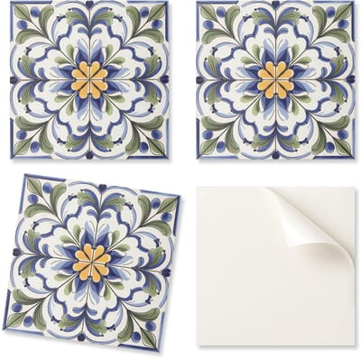 Decoratieve zelfklevende vinyltegels met bloemen- en keramiekpatroon, 20x20x20 cm