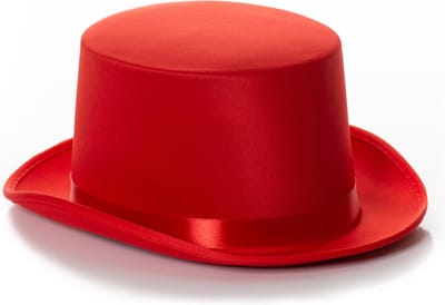 Partychimp Hoge Hoed Carnaval Accessoires voor bij Carnavalskleding Dames Carnavalskleding Heren Verkleedkleren Volwassenen - Satijnlook - Rood