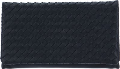 abro Leren Koppeling Avondtas Leather Piuma Weaving Clutch Bag Navy Blauw