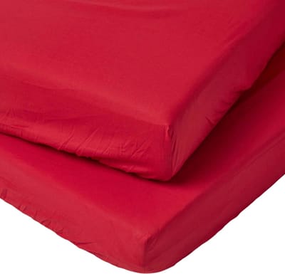 Homescapes Baby Hoeslaken Ledikant 60x120 cm – 2 stuks – Rood – Egyptisch Katoen – OEKO-TEX®