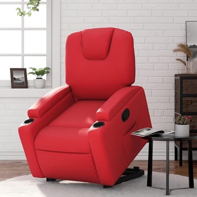 Relaxstoel met opstahulp - Comfortabele stoel - Ontspannen in huis - Stille elektromotor - 50 cm zitbreedte - Rood