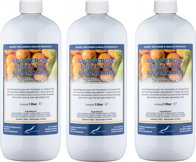 Douchegel Green Tea & Mandarin 1 liter - set van 3 stuks - Showergel