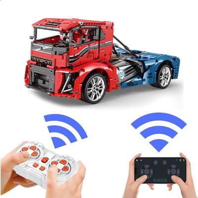 Reobrix 11008 Race Truck RC auto bouwset | Speed champions technisch constructie modelbouw geschikt voor lego | Educatief STEM speelgoed bouwpakketten voor kinderen & volwassenen | Incl. radiografisch bestuurbare remote | Bouwdoos met 2166 bouwstenen