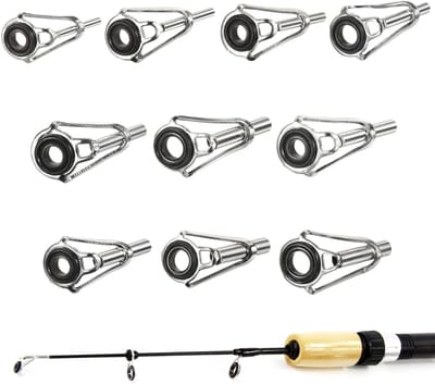 Dailygoods- Hengelreparatieset 10 Stuks - Roestvrij Staal/Keramiek - Hengeltop Vervangingskit - Universeel Formaat - Geschikt voor Zoet- en Zoutwatergebruik - Duurzaam en Corrosiebestendig