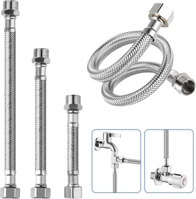 2x Flexibele Aansluitslang RVS 3/8 Inch (60 cm) voor Kraan en Bidet