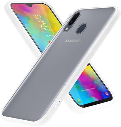 Cadorabo Hoesje geschikt voor Samsung Galaxy M20 in Mat Transparant - Hybride beschermhoes met TPU siliconen Case Cover binnenkant en matte plastic achterkant