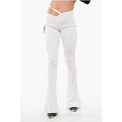 Uitlopende legging met uitsparing in beige